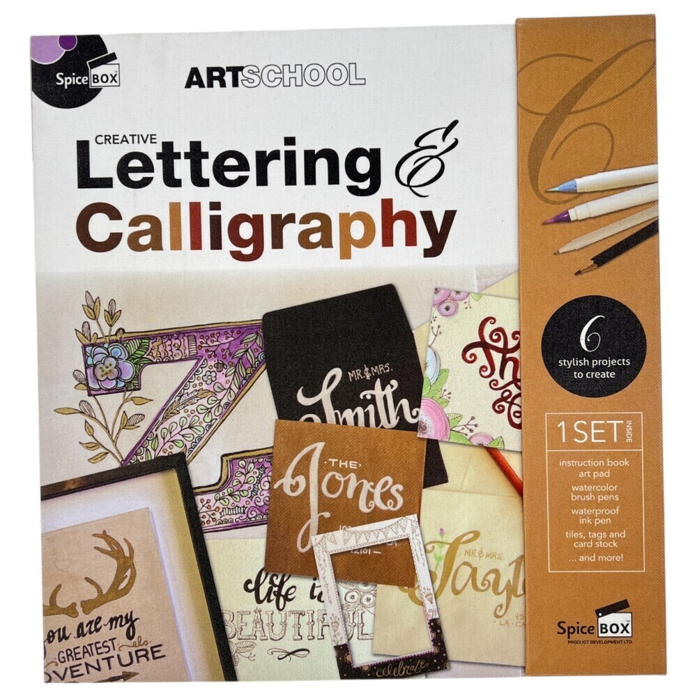 Calligraphy Lettering Writing Kit Spice Box Art School Pencil Pen Ink Pad NIB
